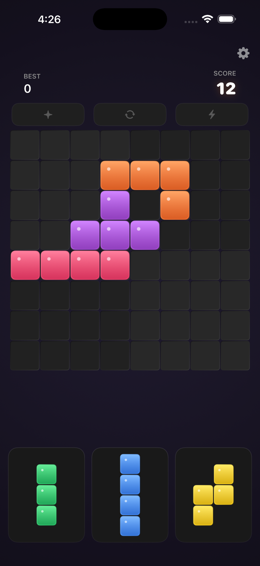 Lumiblox gameplay with pieces on the board