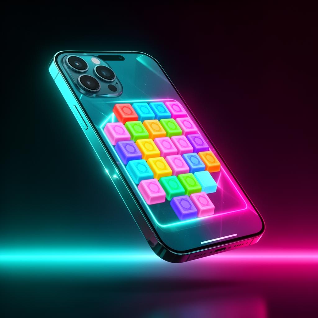 Lumiblox block puzzle game shown on an iPhone.